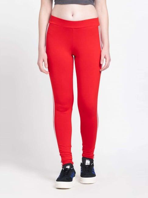 adidas originals red cotton striped tights