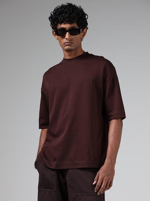 studiofit by westside dark brown relaxed fit crew neck t-shirt