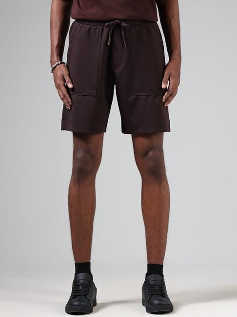 studiofit by westside dark brown relaxed fit shorts