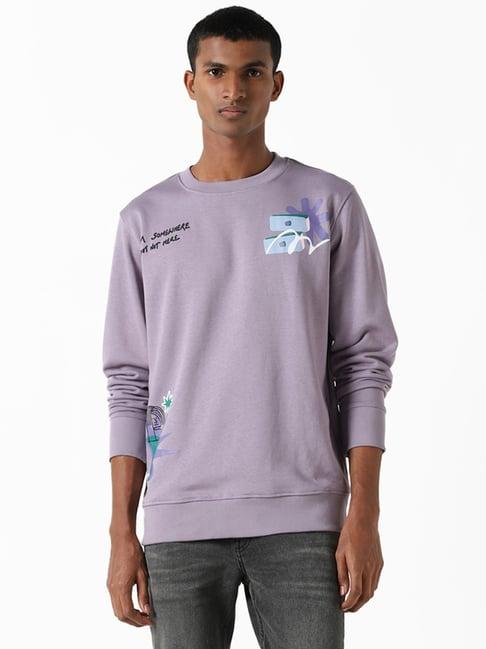 nuon by westside lilac printed slim fit dream sweater