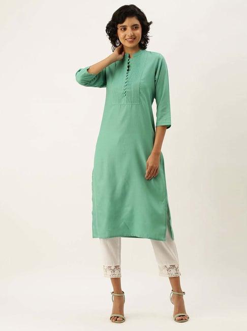 zola green cotton straight kurta