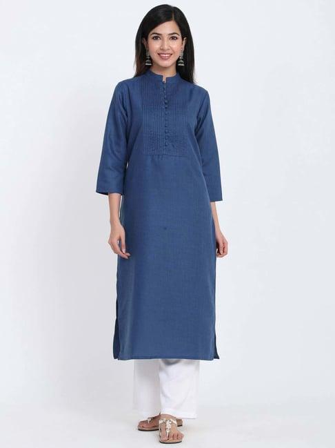 zola navy cotton straight kurta