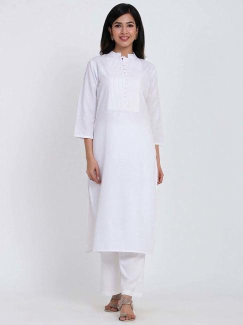 zola white cotton straight kurta