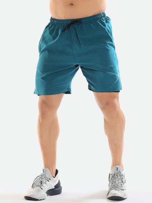 fuaark teal slim fit sports shorts