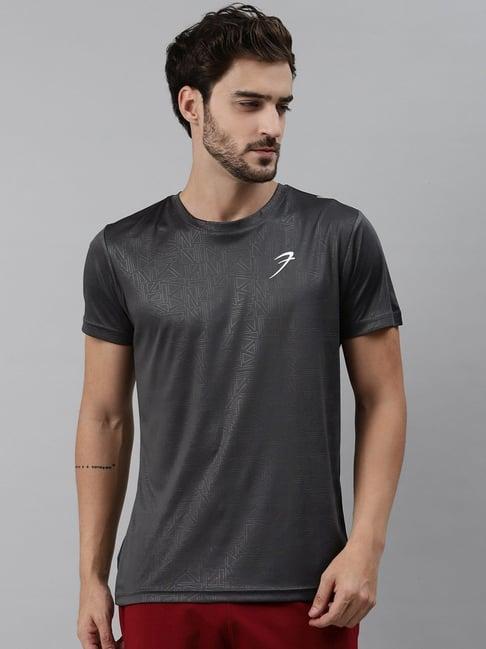 fuaark dark grey slim fit printed sports t-shirt