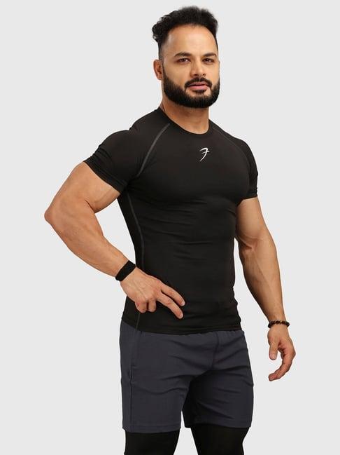 fuaark black skinny fit sports t-shirt