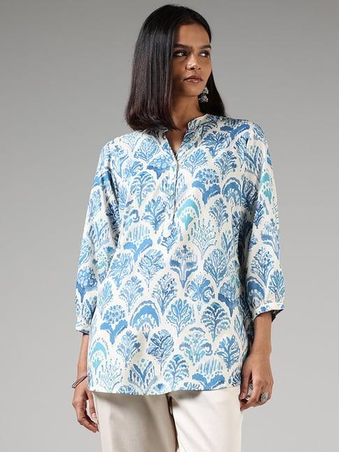 utsa by westside indigo motif printed tunic