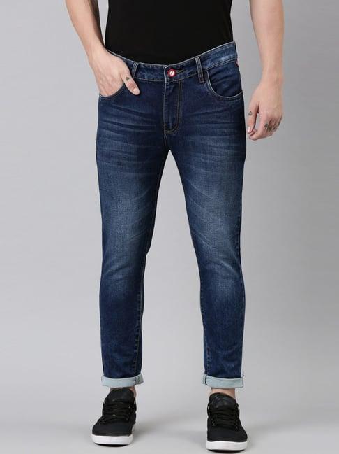 cinocci blue cotton slim fit jeans