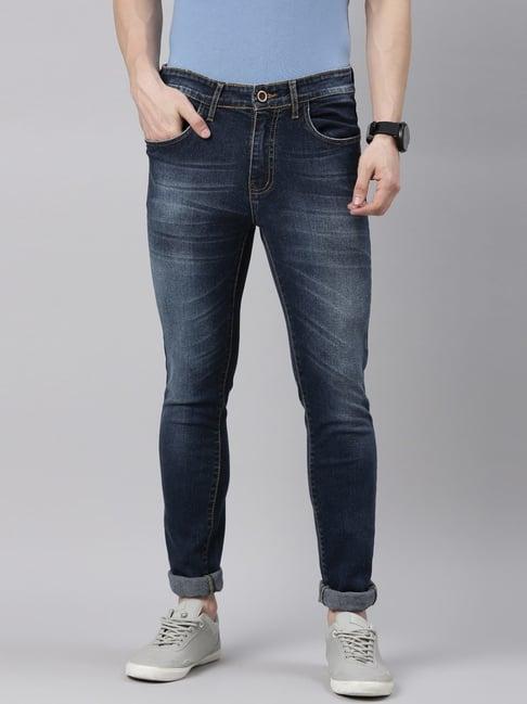 cinocci blue cotton slim fit jeans