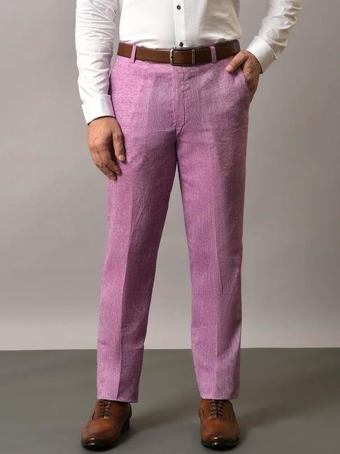 hangup purple regular fit flat front trousers