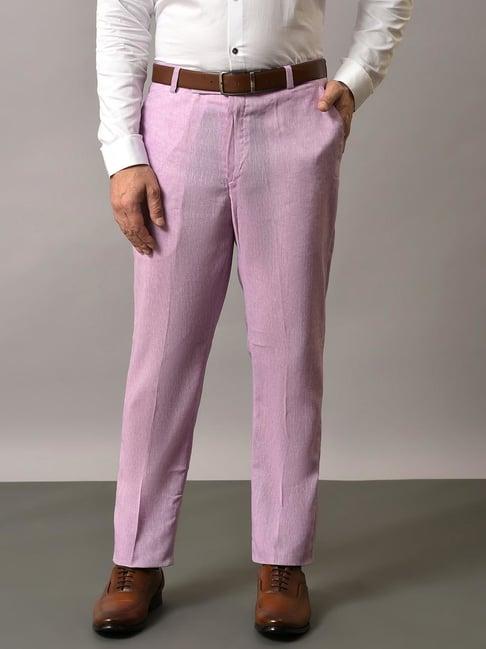 hangup light purple regular fit flat front trousers