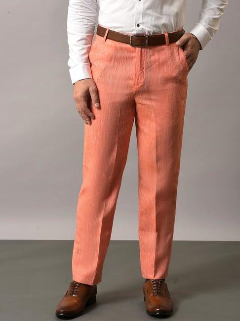 hangup orange regular fit flat front trousers