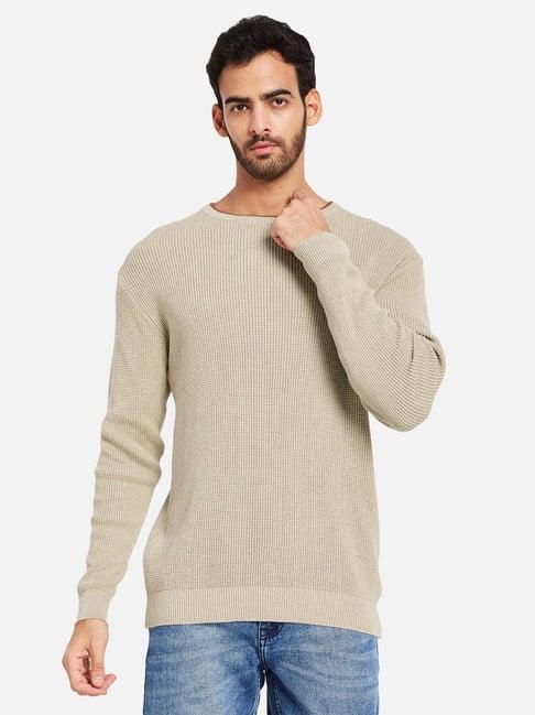 mettle khaki cotton regular fit sweater