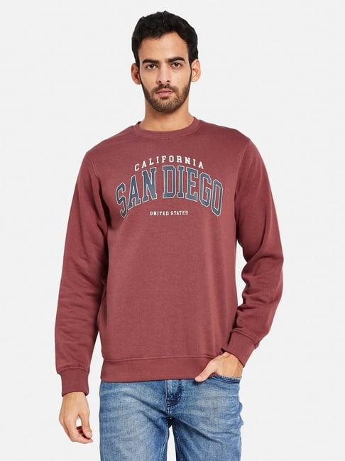 octave maroon regular fit printed sweatshirt