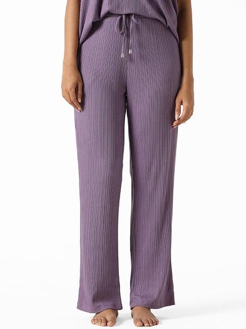 wunderlove by westside violet ribbed relaxed fit modal pyjamas