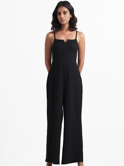 nuon by westside solid black cutout jumpsuit