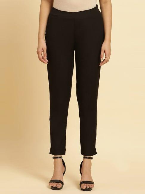 w black plain slim fit pants