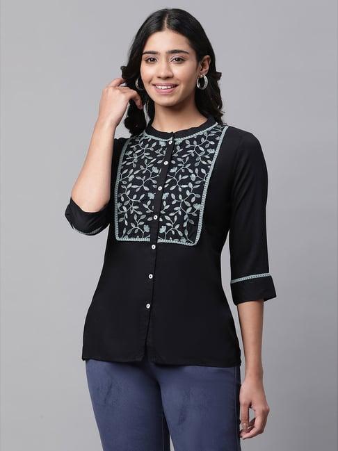 aurelia black embroidered top