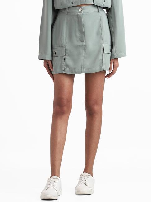 nuon by westside mint green cargo mini skirt