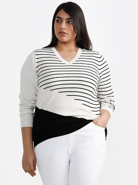 gia by westside white striped sweater