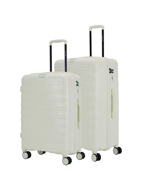 nasher miles vienna hard-sided luggage set of 2 white cream trolley bag (65 & 75 cm)