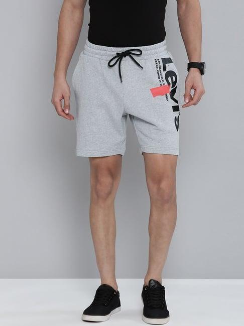 levi's grey cotton regular fit printed shorts