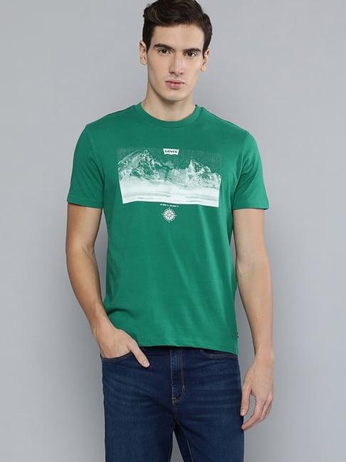 levi's green pure cotton regular fit printed t-shirt