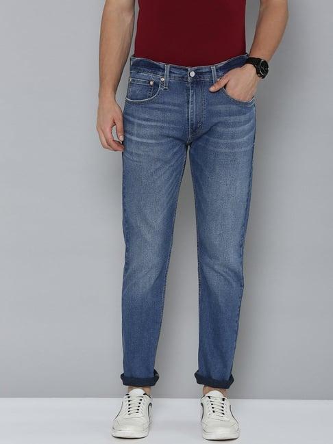 levi's 512 blue cotton tapered fit jeans