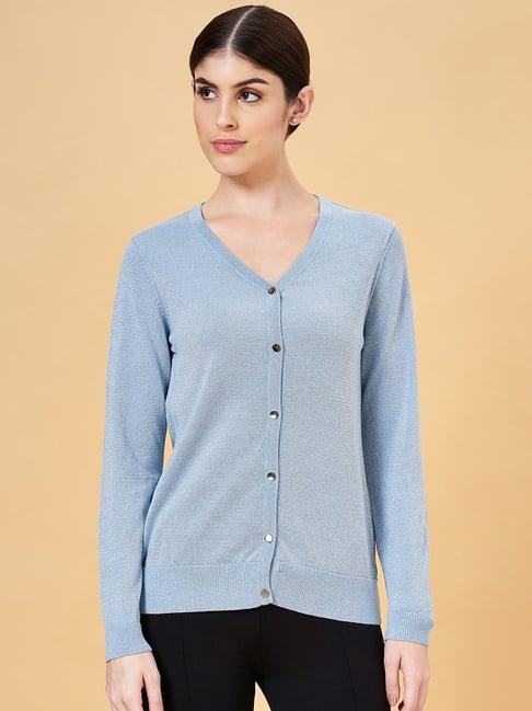 annabelle by pantaloons sky blue v neck cardigan