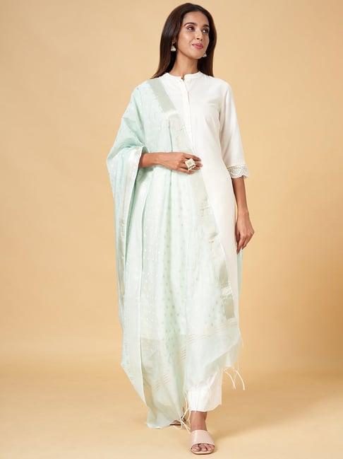 rangmanch by pantaloons mint green woven pattern dupatta