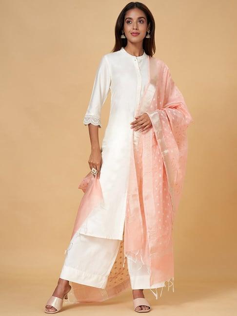 rangmanch by pantaloons peach woven pattern dupatta