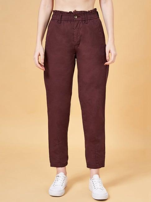 honey by pantaloons brown cotton pants