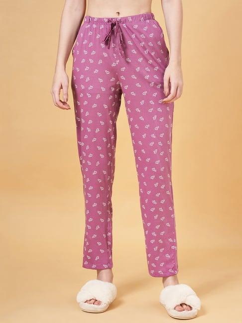 dreamz by pantaloons lilac cotton printed pyjamas