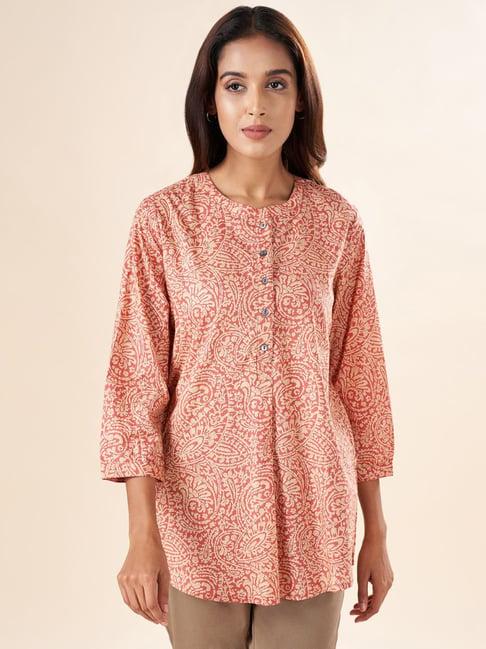 akkriti by pantaloons rust cotton printed tunic