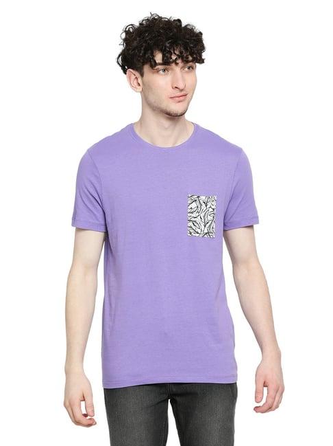 being human purple regular fit logo print crew t-shirt