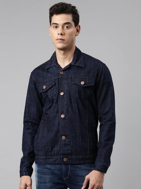 cinocci blue cotton slim fit denim jacket