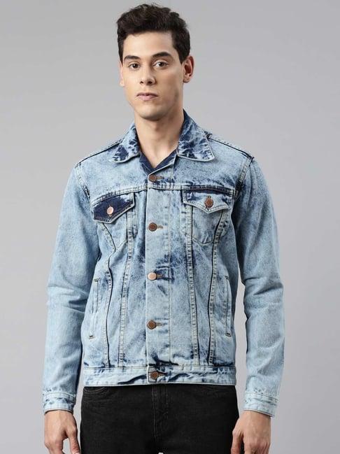 cinocci blue cotton slim fit denim jacket