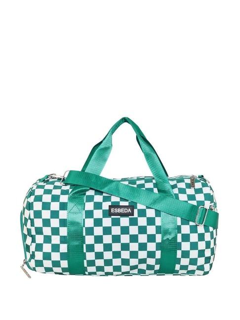 esbeda green & white medium duffle bag