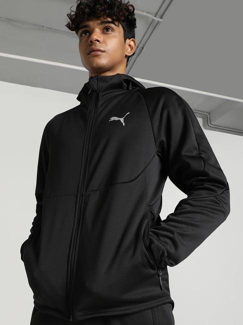 puma evostripe black slim fit hooded jacket