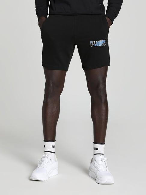 puma black regular fit athletics 8" shorts