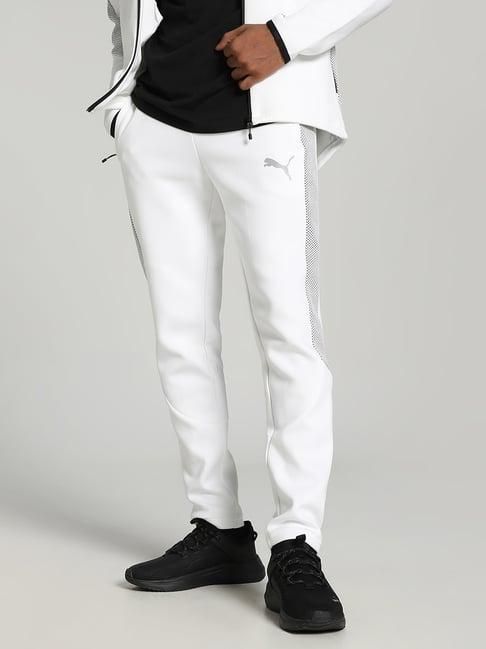 puma evostripe white slim fit trackpants