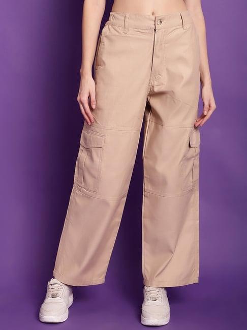 tag 7 khaki cotton mid rise cargo pants