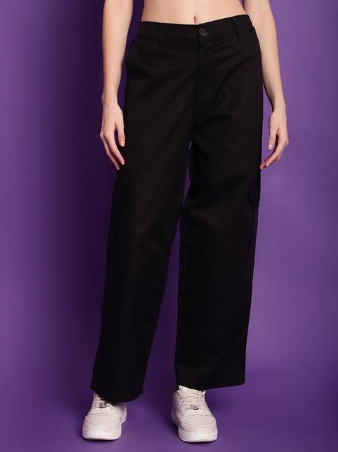 tag 7 black cotton mid rise cargo pants