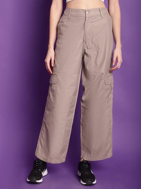 tag 7 beige cotton mid rise cargo pants