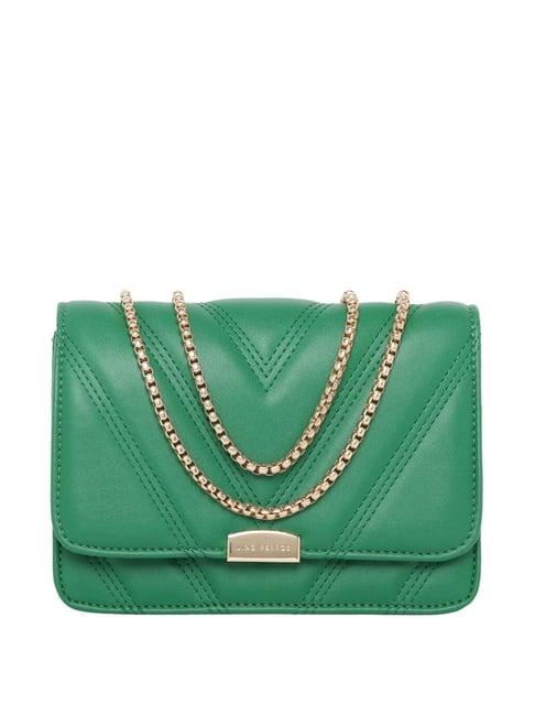 lino perros green quilted medium sling handbag