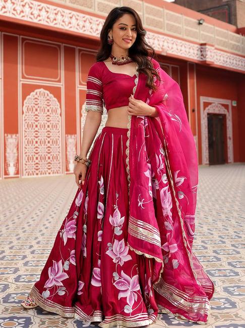 aachho pink hand painted lehenga set