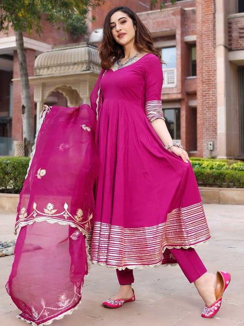 aachho sparkling purple gotapatti suit set