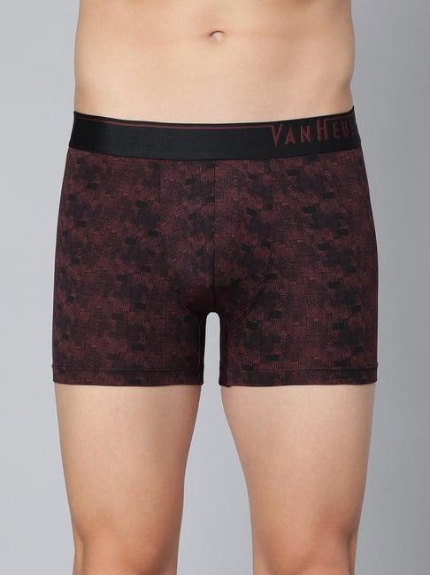 van heusen brown regular fit printed trunks