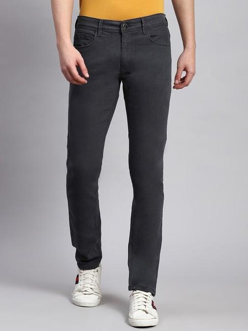 monte carlo dark grey cotton narrow fit jeans