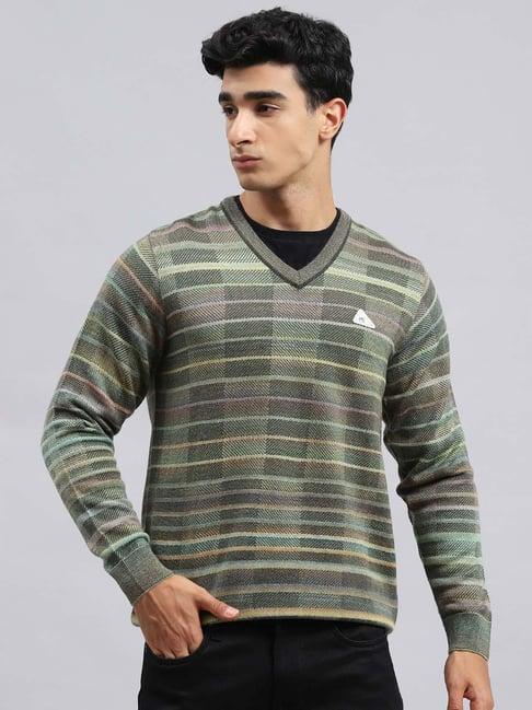 monte carlo forest green regular fit self pattern sweater